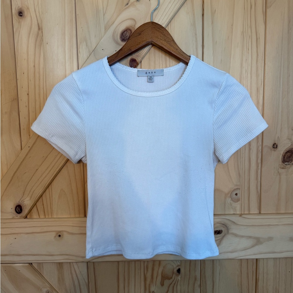 Gaze Cream Ribbed Top
